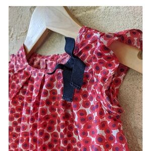 Jacadi Red and White Poppy Print Top